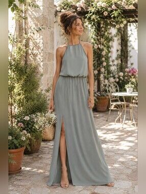 NWT Show Me Your Mumu Sage Halter Backless Maxi Dress Small Formal Elegant